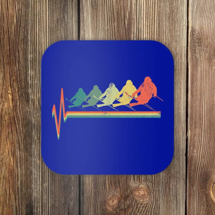 Freestyle Ski Skiing Skier Heartbeat Retro Funny Gift Coaster