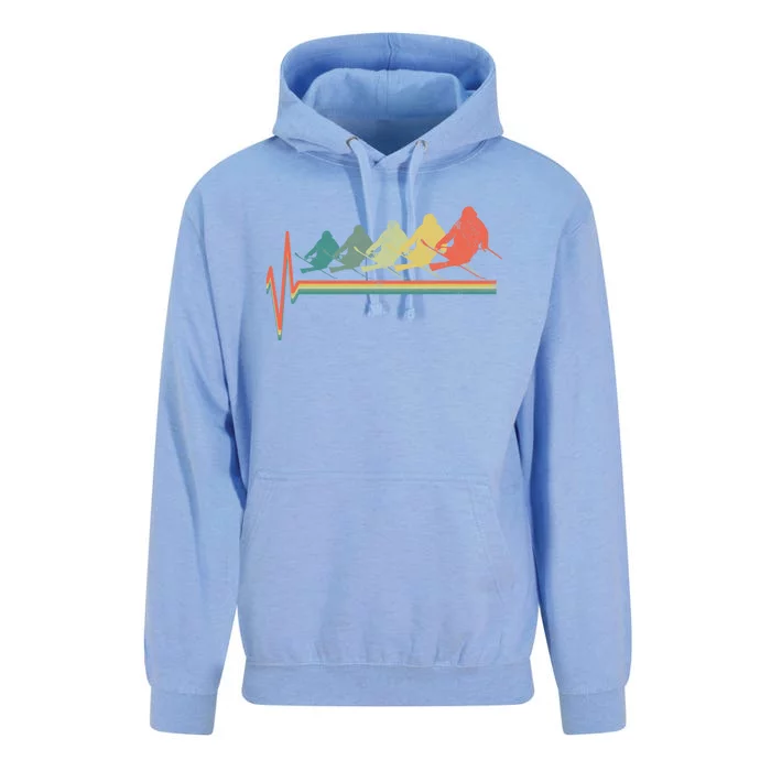 Freestyle Ski Skiing Skier Heartbeat Retro Funny Gift Unisex Surf Hoodie