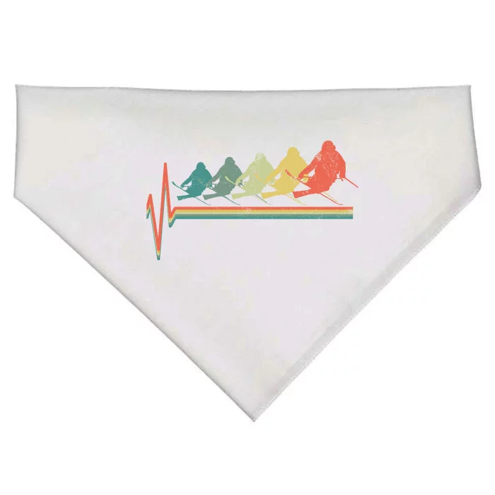 Freestyle Ski Skiing Skier Heartbeat Retro Funny Gift USA-Made Doggie Bandana