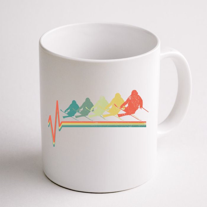 Freestyle Ski Skiing Skier Heartbeat Retro Funny Gift Front & Back Coffee Mug