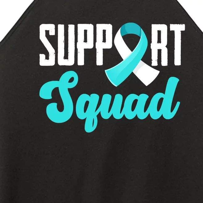 Funny Support Squad Teal White Ribbon Cervical Cancer Awareness Women’s Perfect Tri Rocker Tank