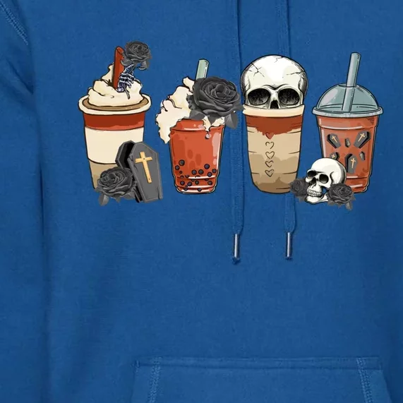 Funny Skull Skeleton Latte Coffee Cup Halloween Costume Day Gift Premium Hoodie