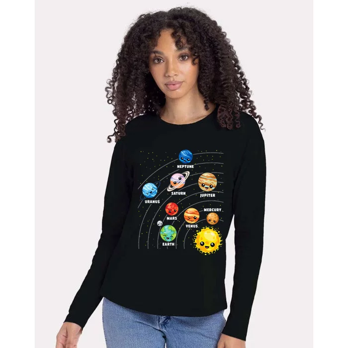 funny Solar System Planets Science Space Astronaut Womens Cotton Relaxed Long Sleeve T-Shirt