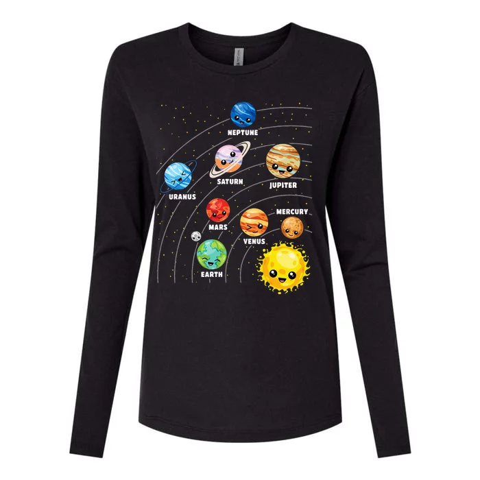 funny Solar System Planets Science Space Astronaut Womens Cotton Relaxed Long Sleeve T-Shirt