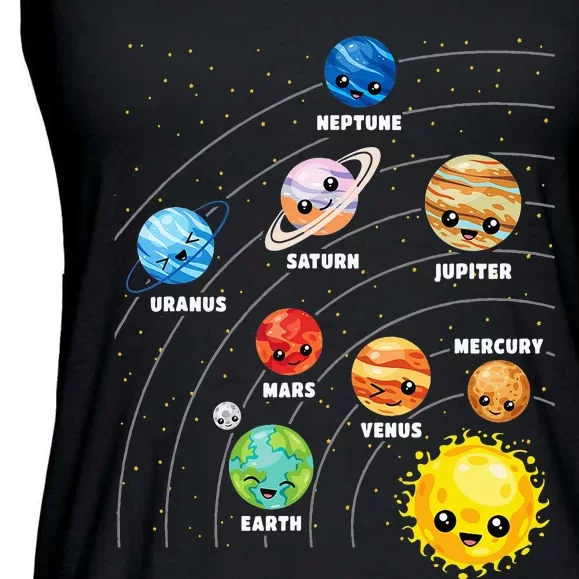 funny Solar System Planets Science Space Astronaut Ladies Essential Flowy Tank