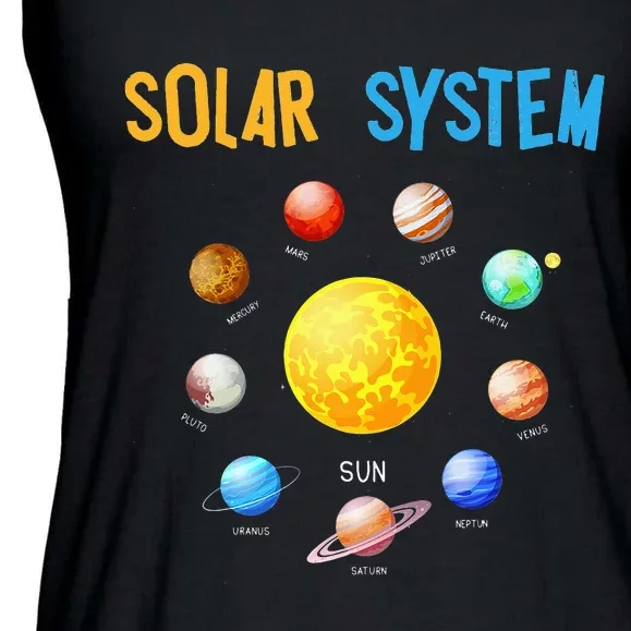 funny Solar System Planets Science Space Astronaut Ladies Essential Flowy Tank