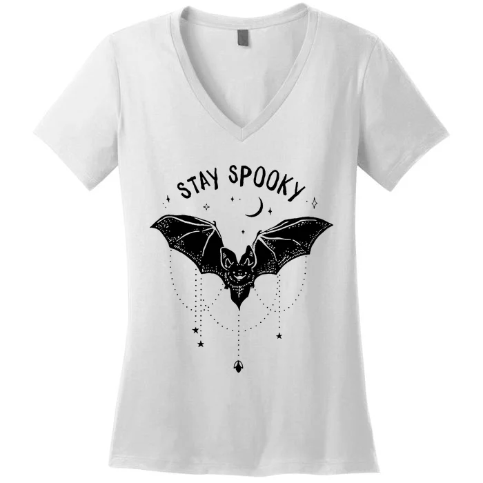 Funny Stay Spooky Cute Vampire Bat Halloween Women's V-Neck T-Shirt