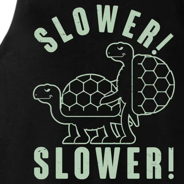 Funny Slower Slower Two Turtles Ladies Tri-Blend Wicking Tank