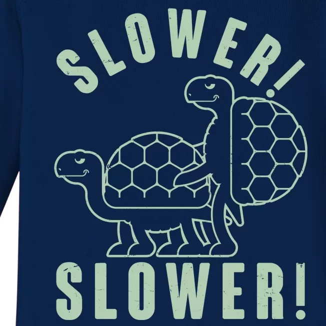 Funny Slower Slower Two Turtles Baby Long Sleeve Bodysuit