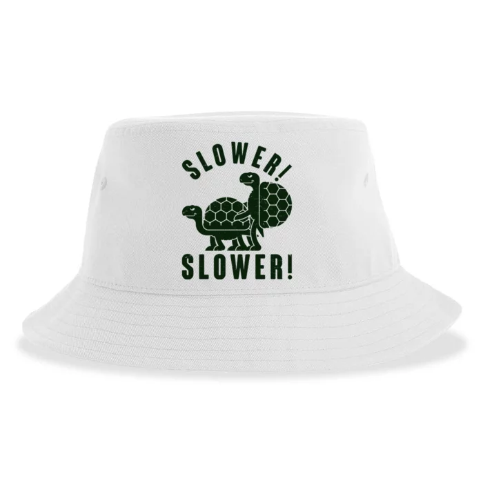 Funny Slower Slower Two Turtles Sustainable Bucket Hat