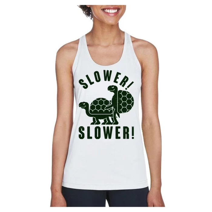 Funny Slower Slower Two Turtles Women's Racerback Tank