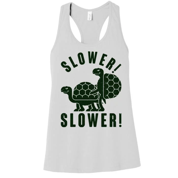 Funny Slower Slower Two Turtles Women's Racerback Tank