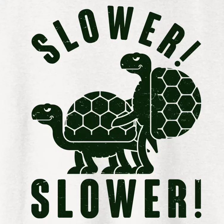 Funny Slower Slower Two Turtles Women's Crop Top Tee