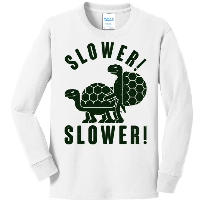 Funny Slower Slower Two Turtles Kids Long Sleeve Shirt