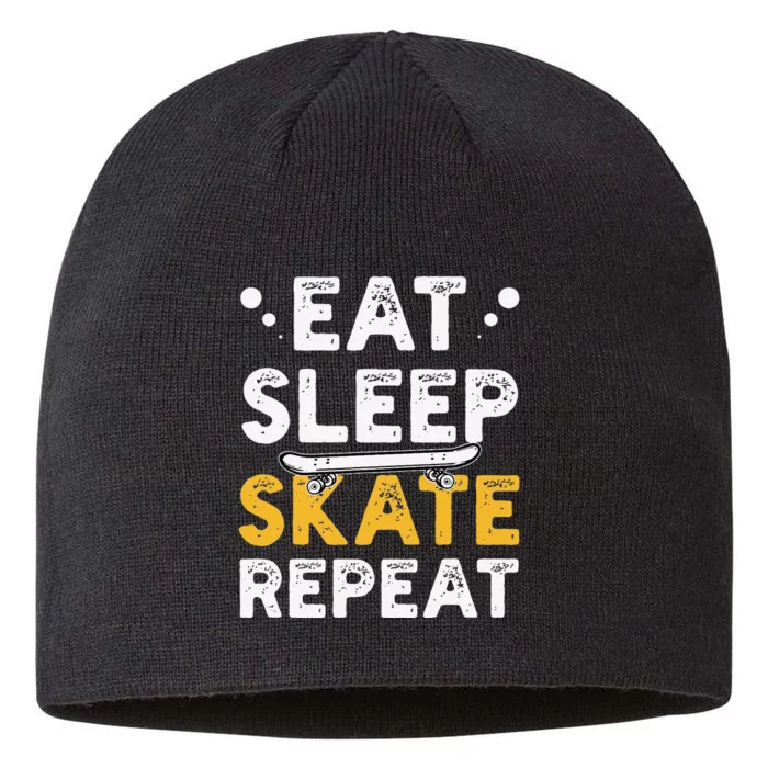 funny Skateboarding Skateboarder Skateboard Gift 8 1/2in Sustainable Knit Beanie