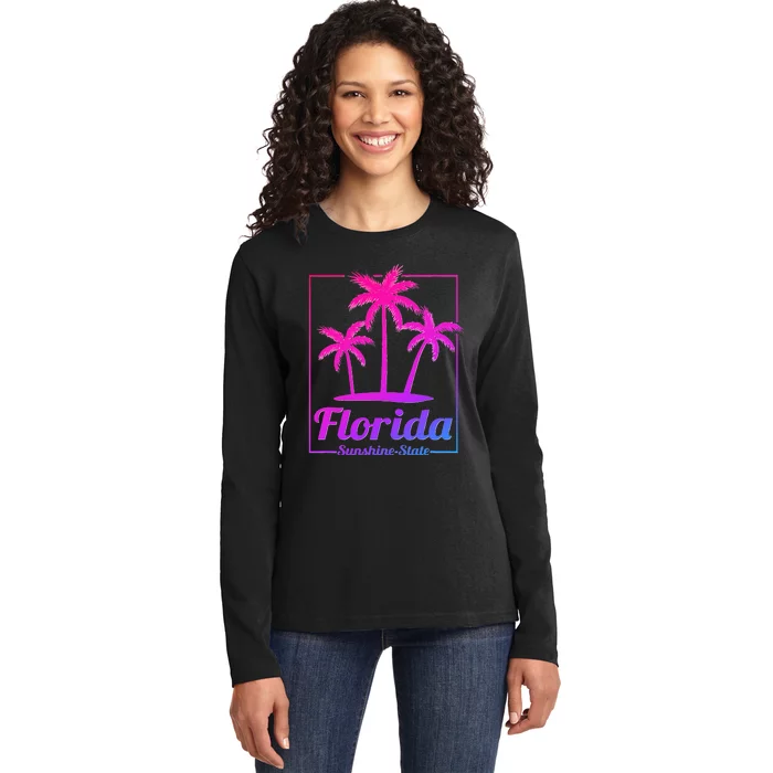 Florida Sunshine State Retro Look Ladies Long Sleeve Shirt