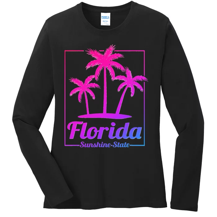 Florida Sunshine State Retro Look Ladies Long Sleeve Shirt