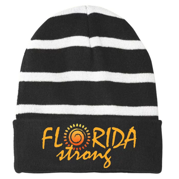 Florida Strong Sunshine State Graphic Striped Beanie with Solid Band