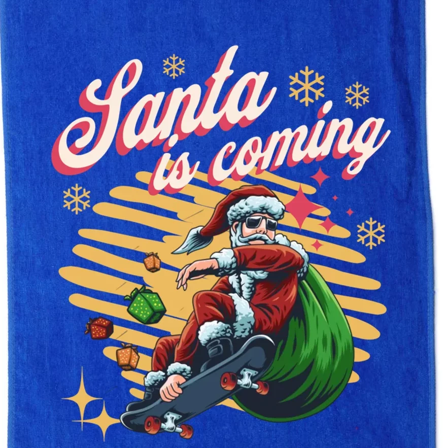 Funny Skateboard Santa Claus Is Coming Merry Christmas Great Gift Platinum Collection Golf Towel