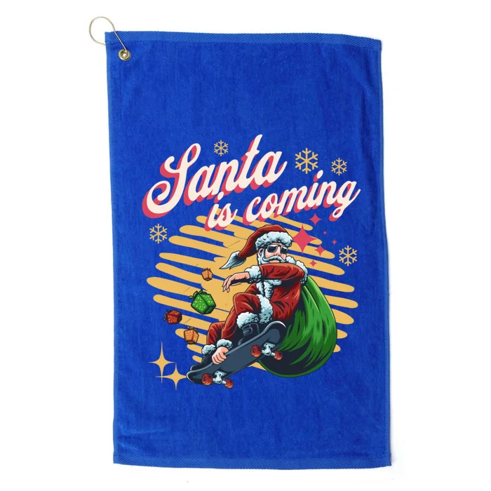 Funny Skateboard Santa Claus Is Coming Merry Christmas Great Gift Platinum Collection Golf Towel