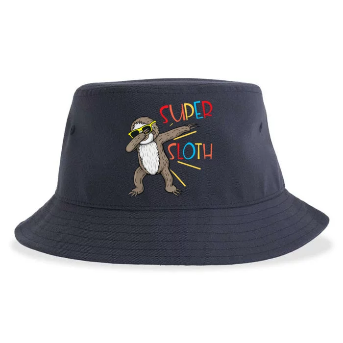 Funny Super Sloth Superhero Dabbing Dance Move Dab Sustainable Bucket Hat