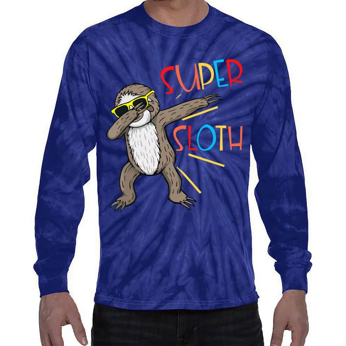 Funny Super Sloth Superhero Dabbing Dance Move Dab Tie-Dye Long Sleeve Shirt