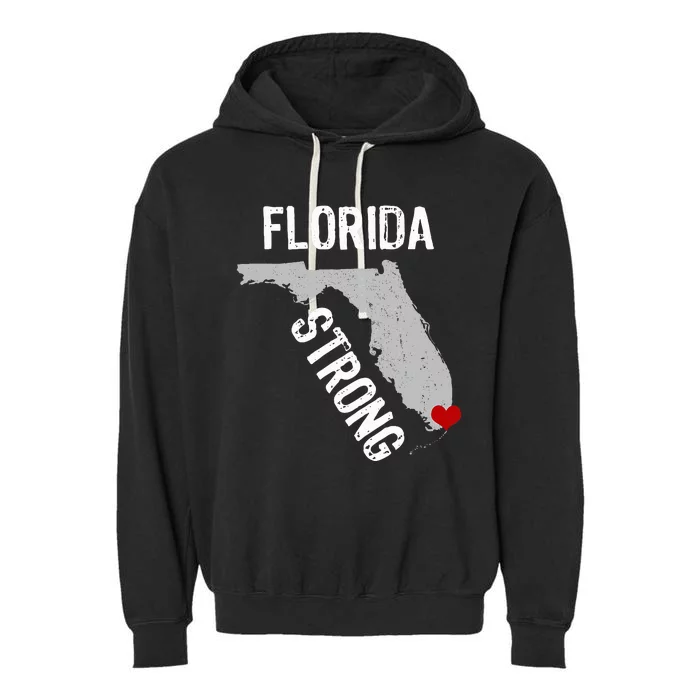 Florida Strong Support For Miami Distressed State Garment-Dyed Fleece Hoodie