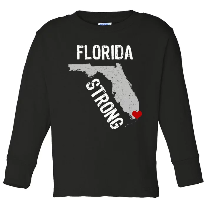 Florida Strong Support For Miami Distressed State Toddler Long Sleeve Shirt