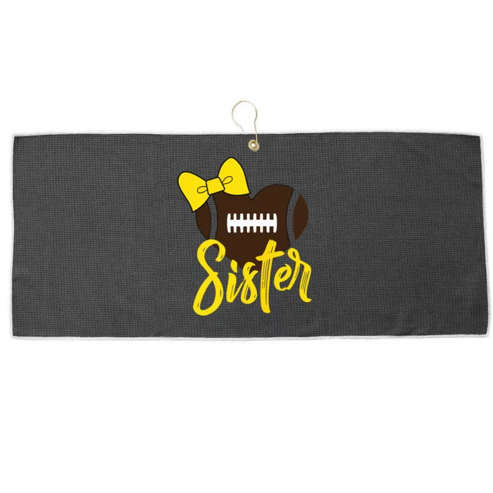 Football Sister Shirts Football Sister Bow Shirts Yellow Gold Large Microfiber Waffle Golf Towel