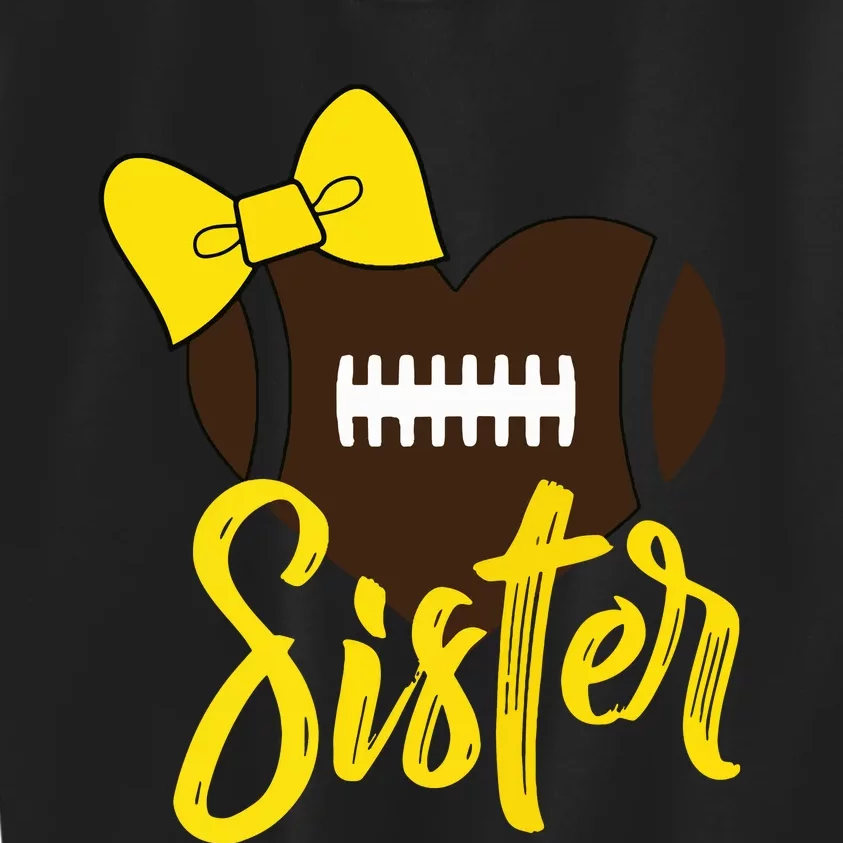 Football Sister Shirts Football Sister Bow Shirts Yellow Gold Kids Sweatshirt