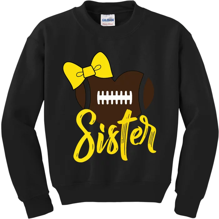 Football Sister Shirts Football Sister Bow Shirts Yellow Gold Kids Sweatshirt