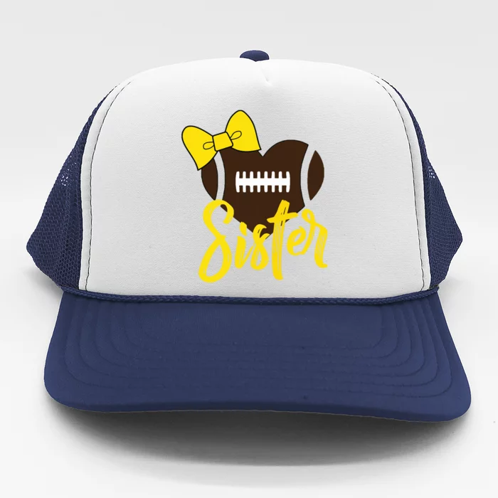 Football Sister Shirts Football Sister Bow Shirts Yellow Gold Trucker Hat