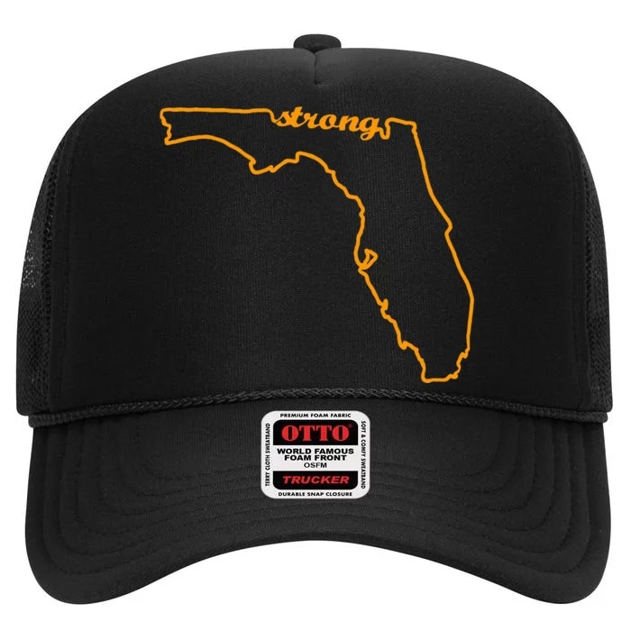 Florida Strong State Outline Florida Strong High Crown Mesh Trucker Hat