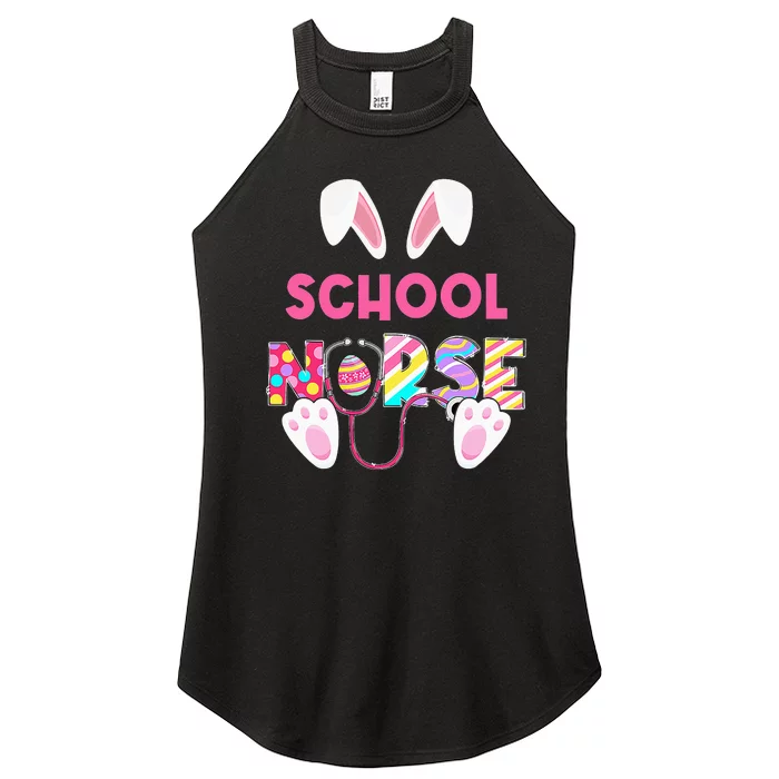 Funny Stethoscope School Nurse Bunny Easter Day Matching Women’s Perfect Tri Rocker Tank