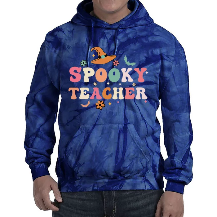 Funny Spooky Season Retro Spooky Teacher Halloween Costume Funny Tie Dye Hoodie