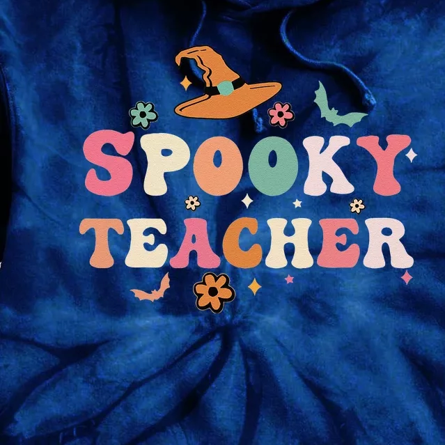 Funny Spooky Season Retro Spooky Teacher Halloween Costume Funny Tie Dye Hoodie