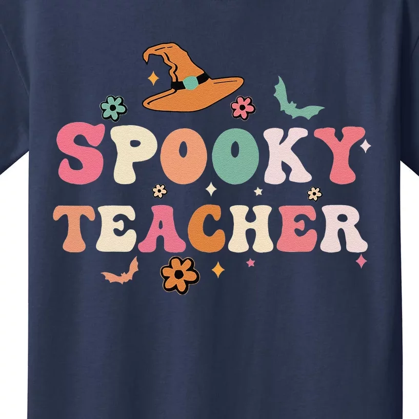 Funny Spooky Season Retro Spooky Teacher Halloween Costume Funny Kids T-Shirt