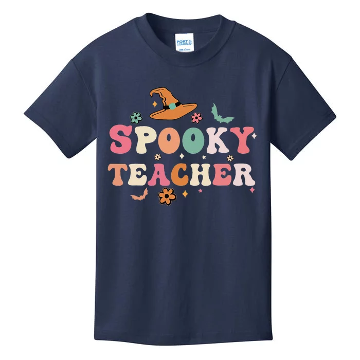 Funny Spooky Season Retro Spooky Teacher Halloween Costume Funny Kids T-Shirt