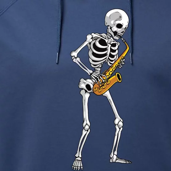 Funny Saxophone Skeleton For Men Women Saxophone Player Sax Performance Fleece Hoodie