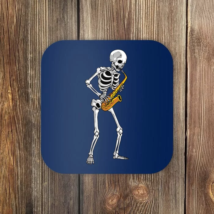 Funny Saxophone Skeleton For Men Women Saxophone Player Sax Coaster