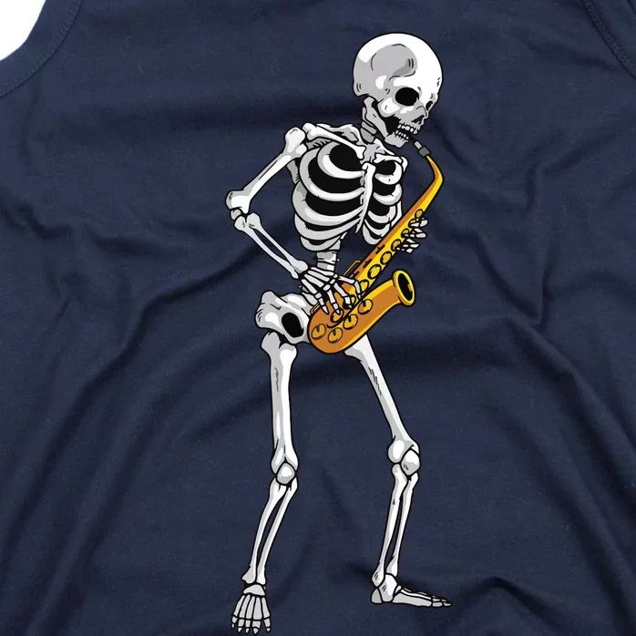 Funny Saxophone Skeleton For Men Women Saxophone Player Sax Tank Top