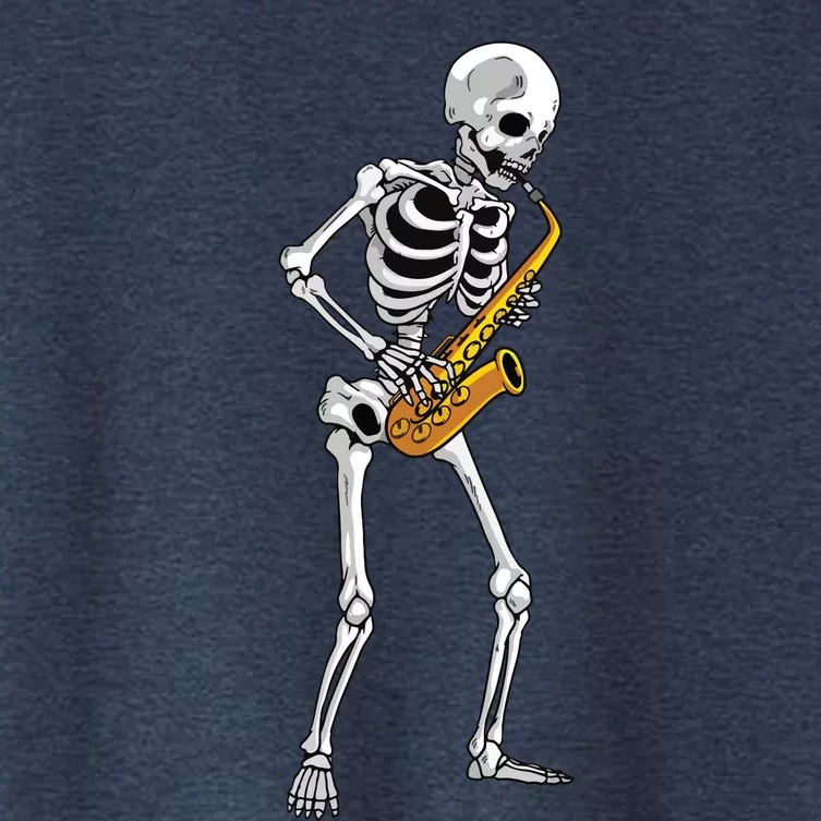 Funny Saxophone Skeleton For Men Women Saxophone Player Sax Women's Crop Top Tee