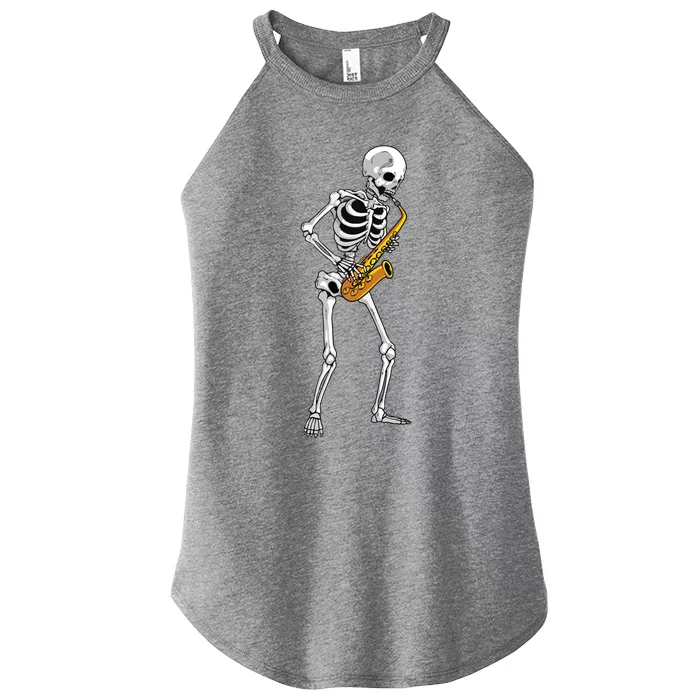 Funny Saxophone Skeleton For Men Women Saxophone Player Sax Women’s Perfect Tri Rocker Tank