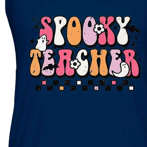 Funny Spooky Season Retro Spooky Teacher Halloween Costume Gift Ladies Essential Flowy Tank