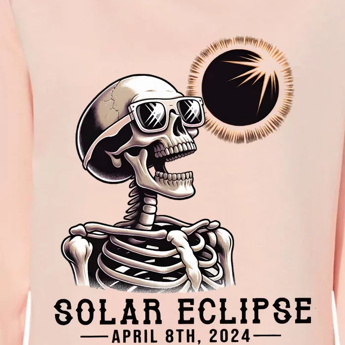 Funny Skeleton Solar Eclipse April 8th 2024 Womens California Wash Sweatshirt