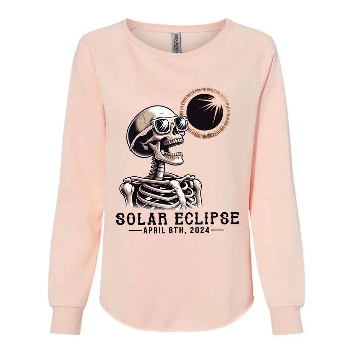 Funny Skeleton Solar Eclipse April 8th 2024 Womens California Wash Sweatshirt