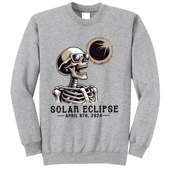 Funny Skeleton Solar Eclipse April 8th 2024 Tall Sweatshirt