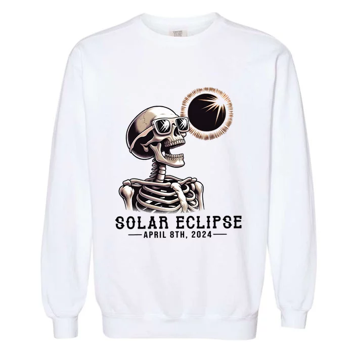 Funny Skeleton Solar Eclipse April 8th 2024 Garment-Dyed Sweatshirt