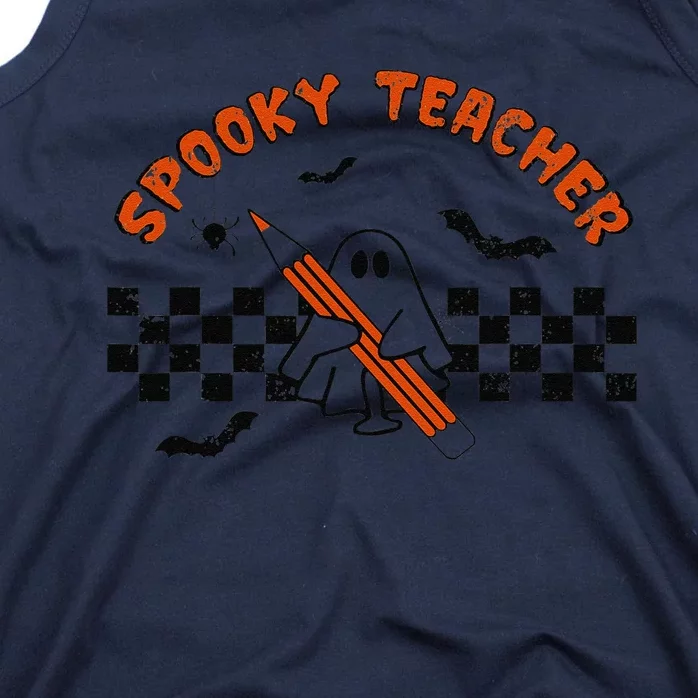 Funny Spooky Season Retro Spooky Teacher Halloween Costume Love Tank Top