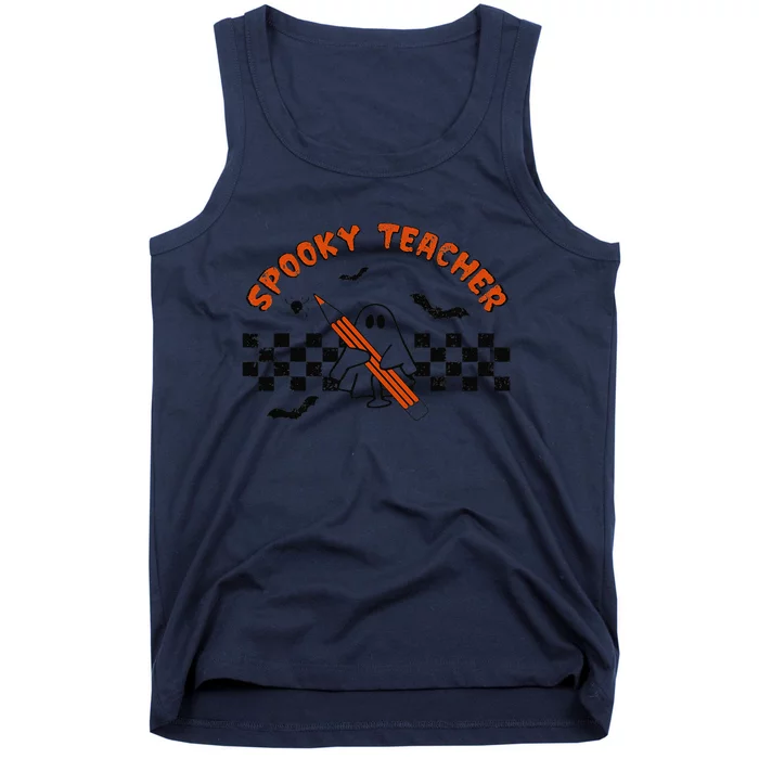 Funny Spooky Season Retro Spooky Teacher Halloween Costume Love Tank Top